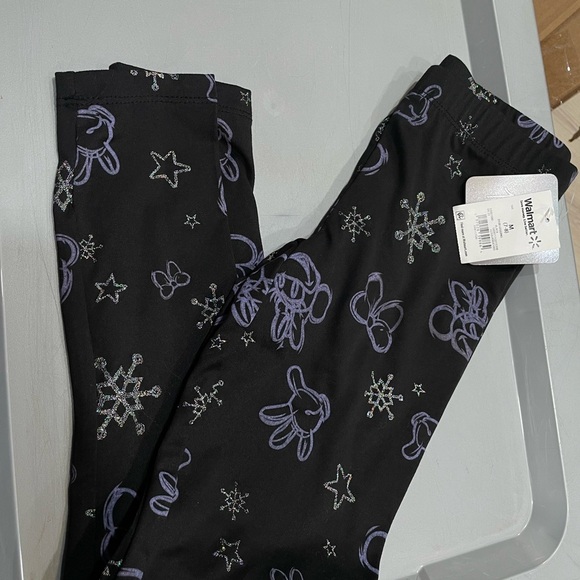 Disney Black and Purple Leggings with Whimsical Print - Picture 1 of 1